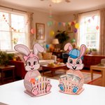 Personalised Cute Easter Bunny Wooden Egg Holder Standing with Name Easter Home Decoration Gift for Boys Girls