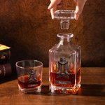 Personalized Retro Cowboy Boots Whiskey Decanter 2 Glasses with Name Anniversary Birthday Gift for Men Bartenders Whiskey Lovers