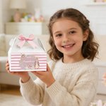 Personalized Cute Peter Rabbit Wreath Bee Bow Gift Box with Handle and Name Easter Party Gift for Boys Girls