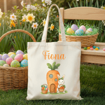 Personalised Easter Carrot Rabbit Canvas Bag with Name Daily Use Easter Gift for Kids Women