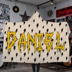 Personalized Punk Heavy Metal Style Soft Hooded Blanket with Name Daily Use Birthday Gift for Friends Teenagers Punk Enthusiasts