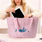 Borsetta in nylon ricamata con avvolgimento del nome, regalo di compleanno essenziale per le donne, con design a lecca-lecca personalizzato e multicolore.
