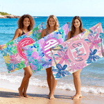 Personalisiertes Aquarellblumen-Strandtuch | mit Namen | Monogramm | groß und schnelltrocknend | Geburtstagsgeschenk für Frau Mutter