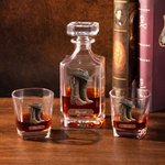 Personalized Retro Cowboy Boots Whiskey Decanter 2 Glasses with Name Anniversary Birthday Gift for Men Bartenders Whiskey Lovers