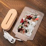Personalizada 1-3 Fotos Collage LED Luz de Noche con Base de Madera Día de San Valentín Regalo de Aniversario para Pareja