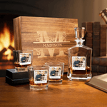 Decanter per whisky con foto personalizzata e testo Regalo di compleanno, anniversario e festa del papà per uomini
