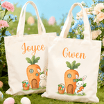 Personalised Easter Carrot Rabbit Canvas Bag with Name Daily Use Easter Gift for Kids Women