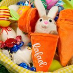Conejito de peluche personalizado de 100% algodón con nombre y llavero conejito escondido en zanahoria regalo de Pascua y cumpleaños para niños