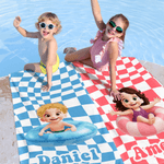 Spersonalizowany ręcznik plażowy z imieniem i nazwiskiem na letnie wakacje Prezent urodzinowy dla dzieci dla dziewczynki i chłopca