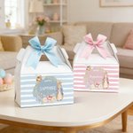 Personalized Cute Peter Rabbit Wreath Bee Bow Gift Box with Handle and Name Easter Party Gift for Boys Girls