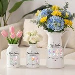 Personalisierte 1-8 Aquarell Geburt Blumen Schmetterling Keramik Vase mit Namen und Griff Home Decor Muttertag Geburtstag Geschenk für Mama Oma