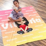 Coperta personalizzata a colori sfumati con nome e personaggio in stile cartone animato - Regalo ideale per bambini e adulti