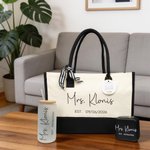 Personalised Name Date Design Ornament Tote Bag Jewellery Box Glass Cup Gift Set Bridal Party Wedding Engagement Gift for Bride Bridesmaid