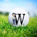 Personalized Cartoon Character Golf Ball with Name and Initial Birthday Sports Game Day Gift for Golfers Golf Players