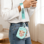 Personalisiertes Mini-Geldbörsen-Set mit niedlichem Hochlandrind | mit Handschlaufe und Namen | Muttertag Geburtstag Geschenk für Frauen