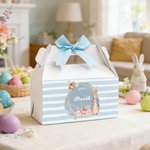Personalized Cute Peter Rabbit Wreath Bee Bow Gift Box with Handle and Name Easter Party Gift for Boys Girls