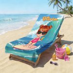 Personalized Cute Cartoon Kid Character Surf Quick Dry Oversized Beach Towel with Name Beach Party Birthday Gift for Kids