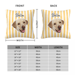 Personalised Watercolour-Style Striped Pet Portrait Soft Cushion with Name Home Use Birthday Gift for Pet Lovers Owners