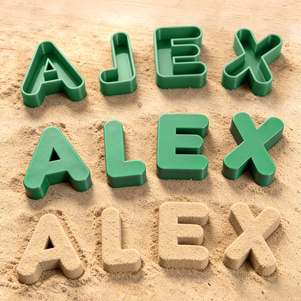 Personalisierte Multicolor Alphabet 3D gedruckt Sand Form Strand Spielzeug Urlaub Essentials Geburtstag Geschenk für Familie Kinder