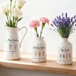 Personalisierte 1-8 Aquarell Geburt Blumen Schmetterling Keramik Vase mit Namen und Griff Home Decor Muttertag Geburtstag Geschenk für Mama Oma