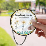 Personalized Birth Flower Sun Catcher Glass Acrylic Ornament with Name and Diamond Window Decoration Birthday Gift for Mom Grandma