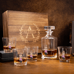 Personalized Cartoon Characters Birth Flower Whiskey Decanter with Name Bar Accessory Father's Day Gift for Man Woman Liquor Lover