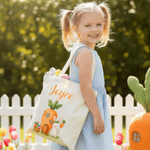 Personalised Easter Carrot Rabbit Canvas Bag with Name Daily Use Easter Gift for Kids Women
