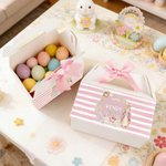 Personalized Cute Peter Rabbit Wreath Bee Bow Gift Box with Handle and Name Easter Party Gift for Boys Girls
