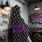 Personalized Punk Heavy Metal Style Soft Hooded Blanket with Name Daily Use Birthday Gift for Friends Teenagers Punk Enthusiasts