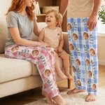 Personlig flerfarget Best Crown 1-4 ansiktsbilder Myke pyjamasbukser med kallenavn Morsdag Farsdag Bursdagsgave til mamma pappa familie