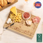 Personalized Engraved Butterfly Floral Edge FSC Bamboo Charcuterie Cutting Board with Initials and Juice Groove Made in USA Wedding Gift for Couples
