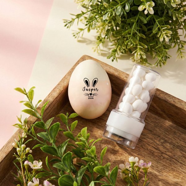 Personalised Cute Bunny Ear Minimalist Silhouette Easter Egg Stamp  with Name Easter Family Gatherings Gift for Kids Toddlers Families
