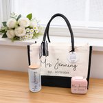 Personalised Name Date Design Ornament Tote Bag Jewellery Box Glass Cup Gift Set Bridal Party Wedding Engagement Gift for Bride Bridesmaid