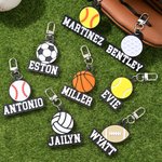 Personalisierte Basketball Baseball Sport Acryl Schlüsselanhänger Tasche Tag mit Namen Spiel Tag Geburtstag Geschenk für Sportliebhaber