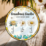 Gepersonaliseerd Geboorte Bloem Sun Catcher Glas Acryl Ornament met Naam en Diamant Venster Decoratie Verjaardagscadeau voor Mama Oma