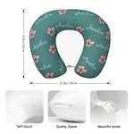 Henkilökohtainen monivärinen syntymä kukka pehmeä kannettava niskatyyny nimellä Travel Essential päivittäiseen käyttöön syntymäpäivälahja perheelle ystävä kollega
