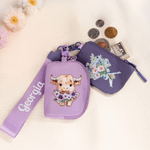 Personalized Cute Highland Cow Birth Flower Wristband Wallet with Name Mother's Day Birthday Gift for Women