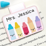 Personalized Cute Color Crayons Magnetic Bookmark Clip with Name Teacher's Day Birthday Gift for Book Lover Bookworm Teacher