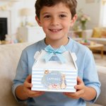 Personalized Cute Peter Rabbit Wreath Bee Bow Gift Box with Handle and Name Easter Party Gift for Boys Girls