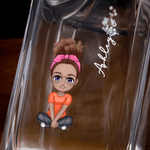 Personalisierte Cartoon-Charaktere Geburt Blume Whiskey Dekanter mit Namen Bar Accessoire Vatertag Geschenk für Mann Frau Schnapsliebhaber
