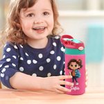 Borraccia termica 355 ml personalizzata con nome e personaggio, coperchio antigoccia con cannuccia - Regalo per bambini e ragazzi