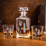 Personalised Soccer Cartoon Character Whiskey Decanter with Name and Number Birthday Game Day Gift for Soccer Lovers