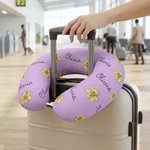 Henkilökohtainen monivärinen syntymä kukka pehmeä kannettava niskatyyny nimellä Travel Essential päivittäiseen käyttöön syntymäpäivälahja perheelle ystävä kollega
