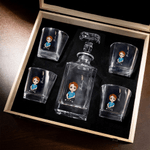Personalisierte Cartoon-Charaktere Geburt Blume Whiskey Dekanter mit Namen Bar Accessoire Vatertag Geschenk für Mann Frau Schnapsliebhaber