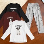 Gepersonaliseerde Zachte Loungepyjamaset met Lange Mouwen voor Heren en Dames met Tekst en Huisdierfoto Verjaardagscadeau voor Huisdierliefhebbers