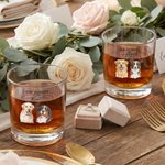 Verre à whisky personnalisé avec texte et nom Cadeau de mariage et de fiançailles pour jeunes mariés Amoureux des animaux