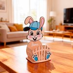 Personalised Cute Easter Bunny Wooden Egg Holder Standing with Name Easter Home Decoration Gift for Boys Girls