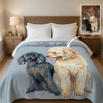 Personalised Watercolor Hand-Painted Style Photo Throw Blanket with Name Home Decor Birthday Pet Memorial Gift for Pet Owners Lovers