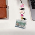 Personalisierte Biene Katze Flamingo Buch Abzeichen Lanyard mit Text Teacher's Day Wertschätzung zurück zu Schule Geschenk für Lehrer Pädagogen