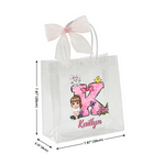 Personalised Cute Cartoon Character Initial Easter Gift Bag with Name and Bow Easter Party Gift for Children